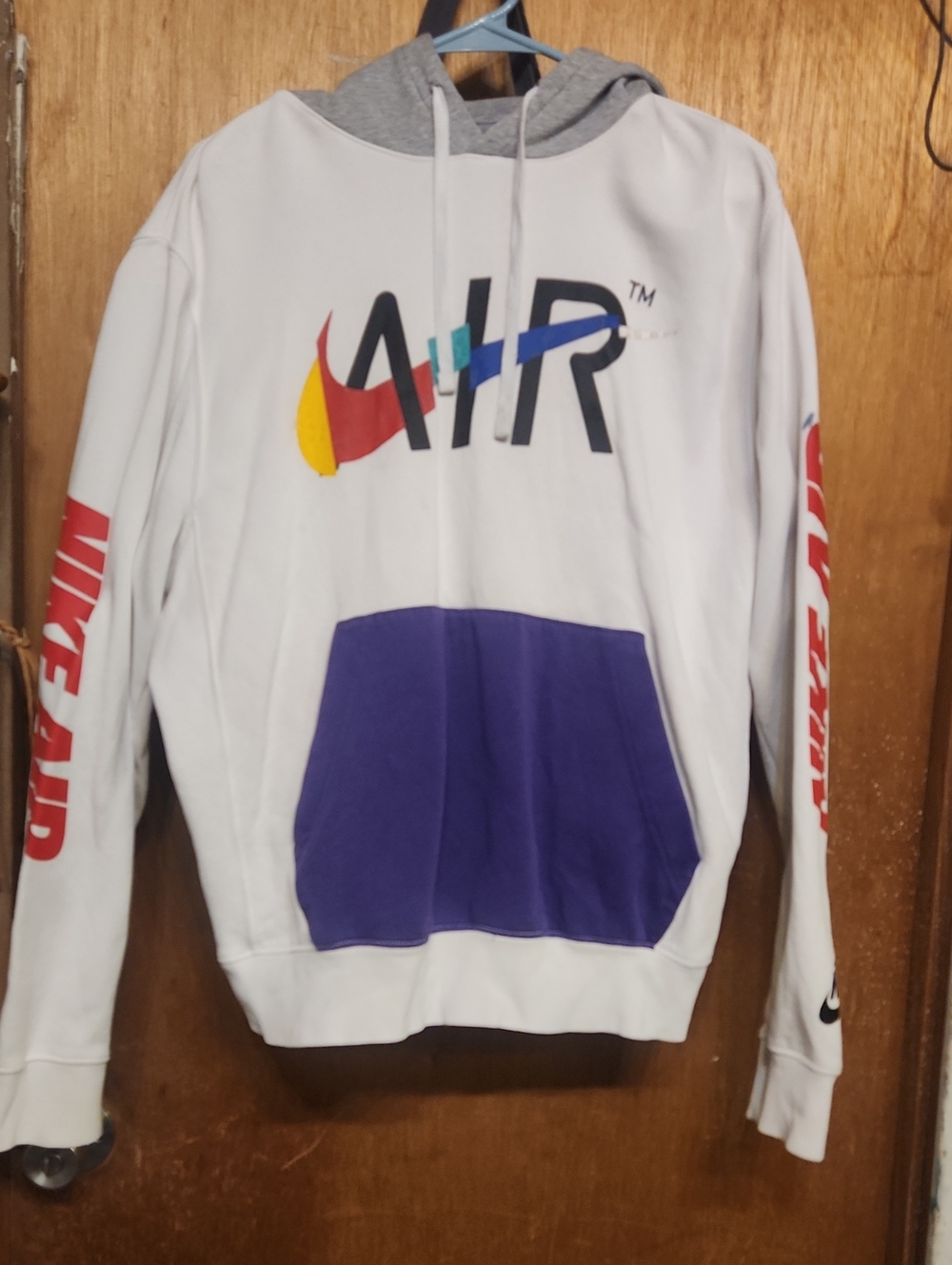 Nike Crewneck Hoodie with Multicolor AIR Logo - White/Purple